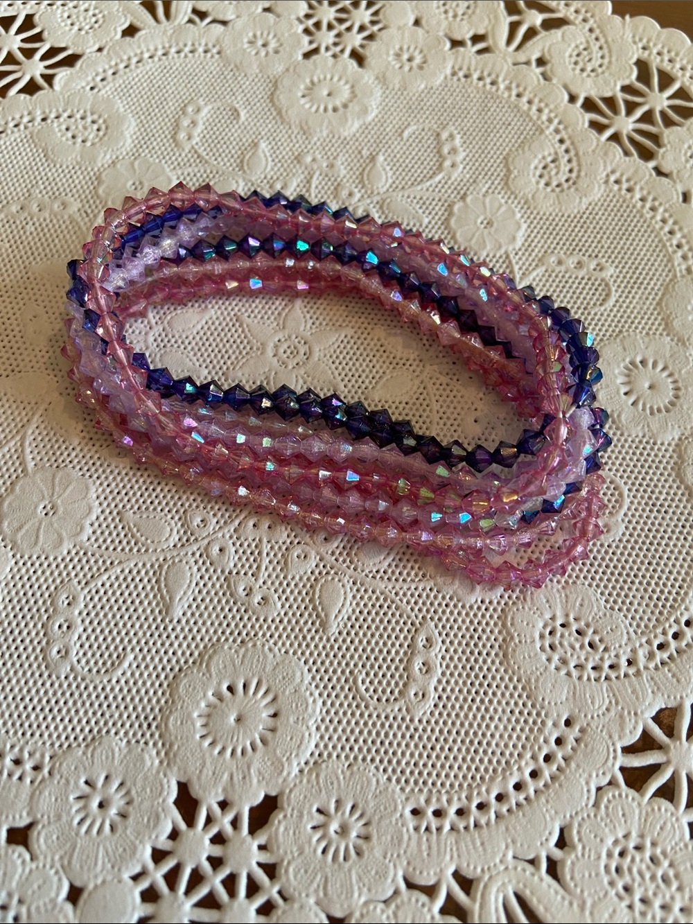 Sparkling Pink and Purple Crystal Stretch Bracelet Set. Beautiful palette. 8.